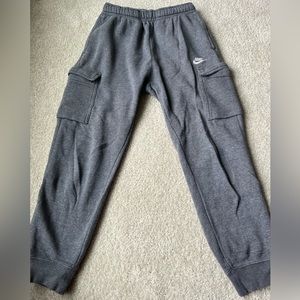 Gray Unisex Nike Tie Sweatpants with Pockets and Snap Pockets Midway down Sweats